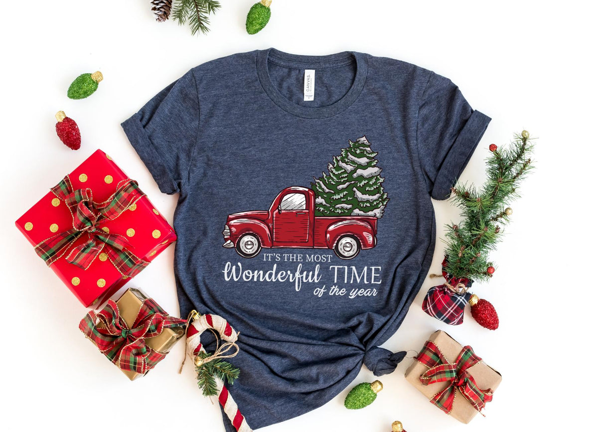 T-Shirt-Christmas Truck T-Shirt-S-Heather Navy-Jack N Roy