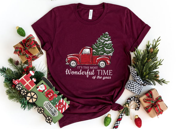 T-Shirt-Christmas Truck T-Shirt-S-Maroon-Jack N Roy