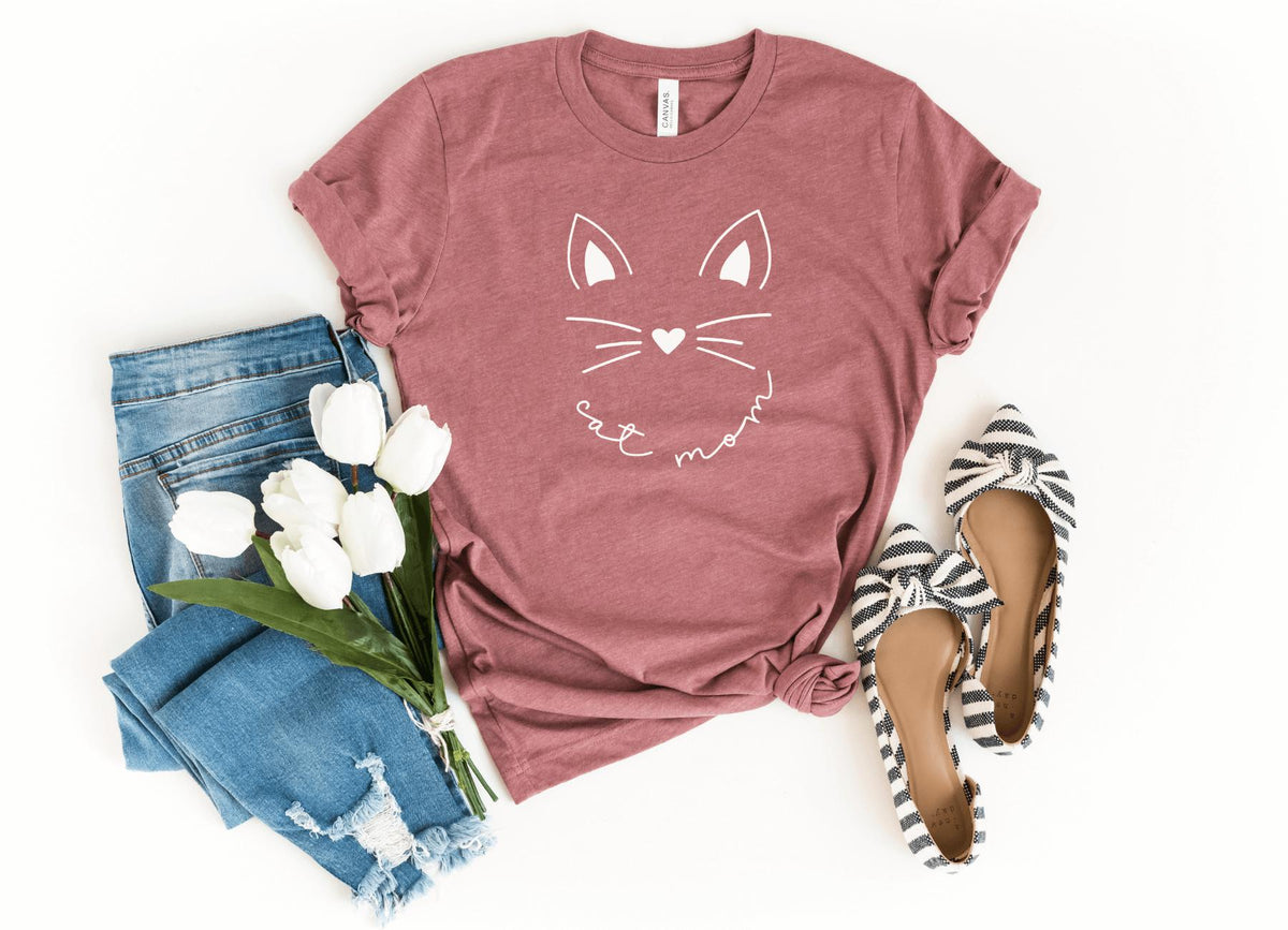 T-Shirt-Cat Mom T-Shirt-S-Heather Mauve-Jack N Roy