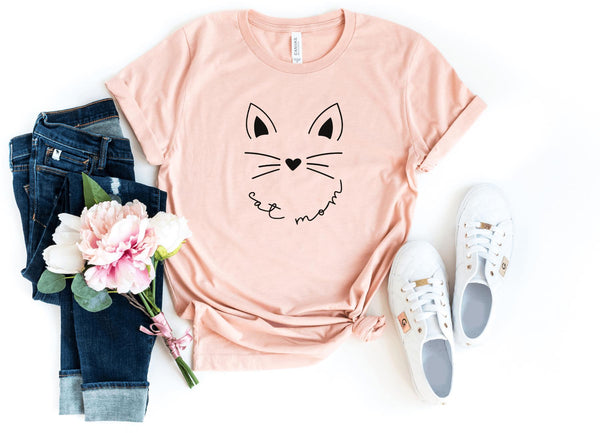 T-Shirt-Cat Mom T-Shirt-S-Heather Peach-Jack N Roy