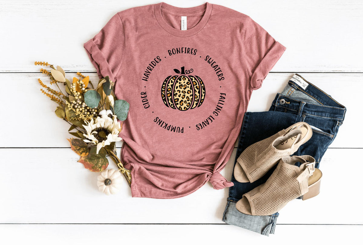 T-Shirt-Cheetah Print Pumpkin T-Shirt-S-Heather Mauve-Jack N Roy