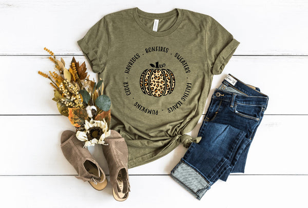 T-Shirt-Cheetah Print Pumpkin T-Shirt-S-Heather Olive-Jack N Roy