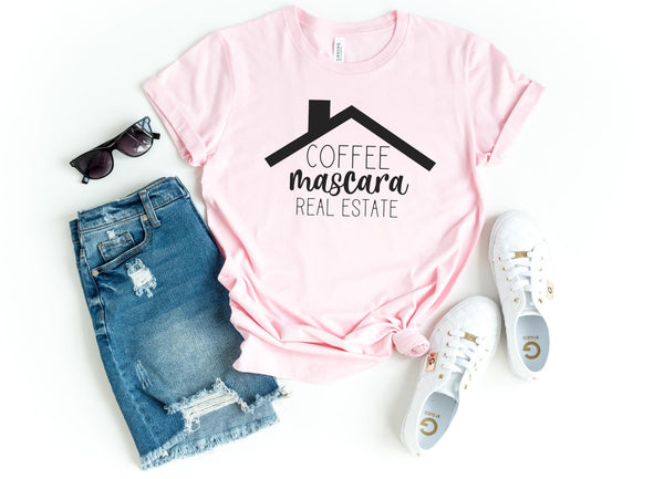 T-Shirt-Coffee, Mascara, Real Estate T-Shirt-S-Pink-Jack N Roy