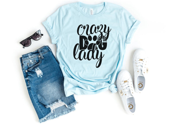 T-Shirt-Crazy Dog Lady T-Shirt-S-Heather Ice Blue-Jack N Roy