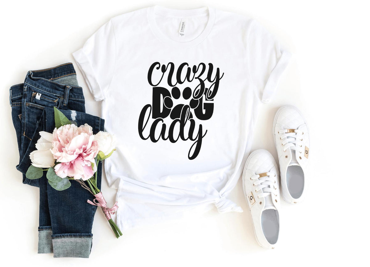 T-Shirt-Crazy Dog Lady T-Shirt-S-White-Jack N Roy