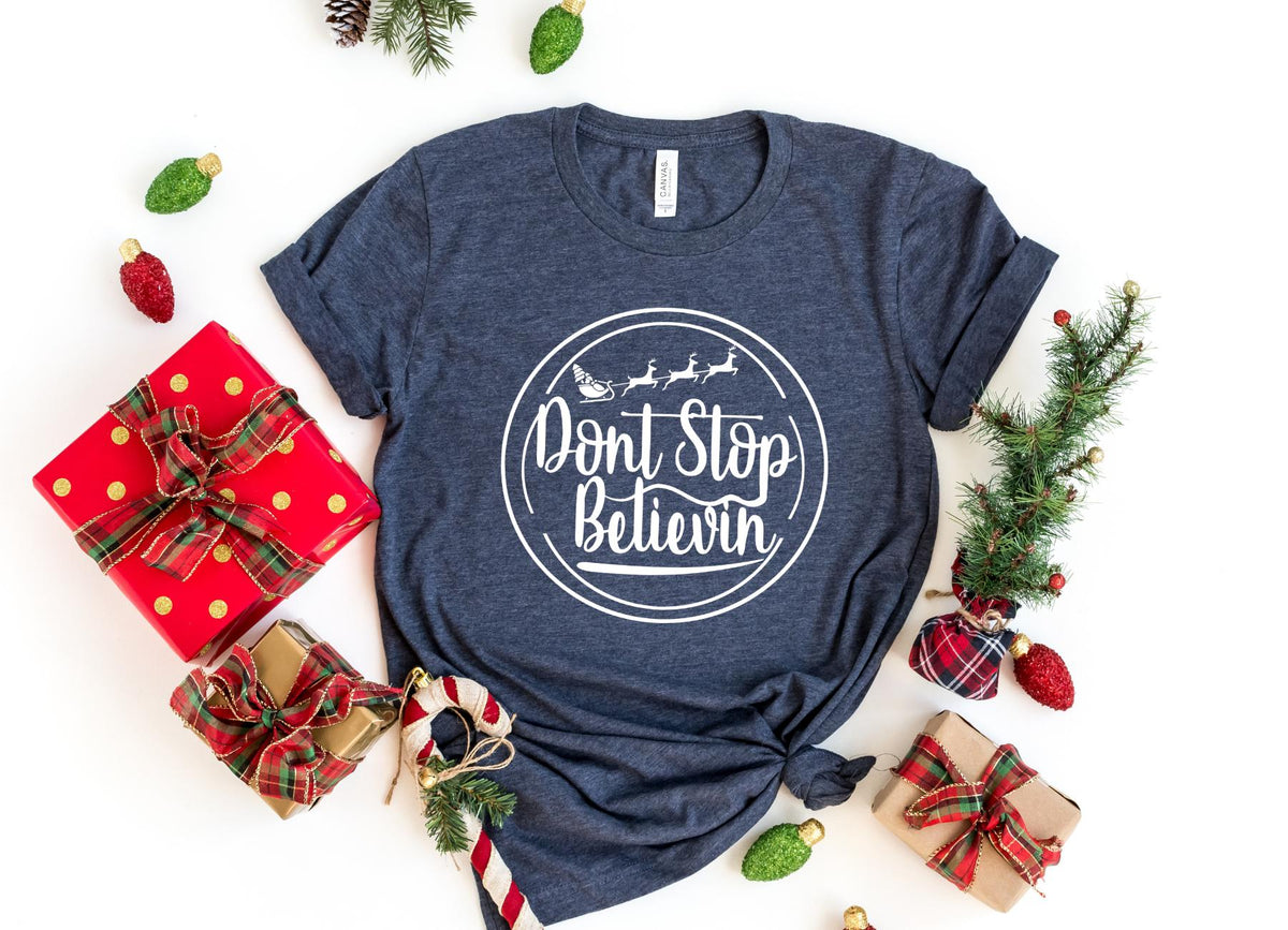 T-Shirt-Don't Stop Believin' T-Shirt-S-Heather Navy-Jack N Roy