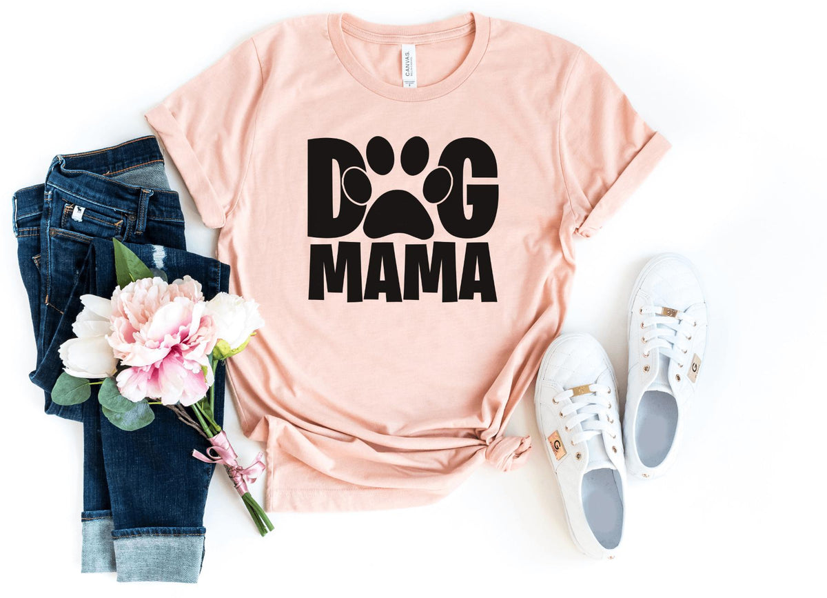 T-Shirt-Dog Mama T-Shirt-S-Heather Peach-Jack N Roy