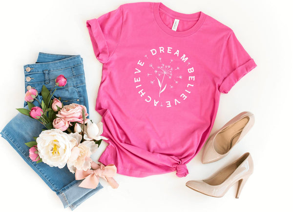 T-Shirt-Dream Believe Achieve T-Shirt-S-Charity Pink-Jack N Roy