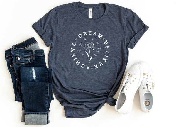 T-Shirt-Dream Believe Achieve T-Shirt-S-Heather Navy-Jack N Roy