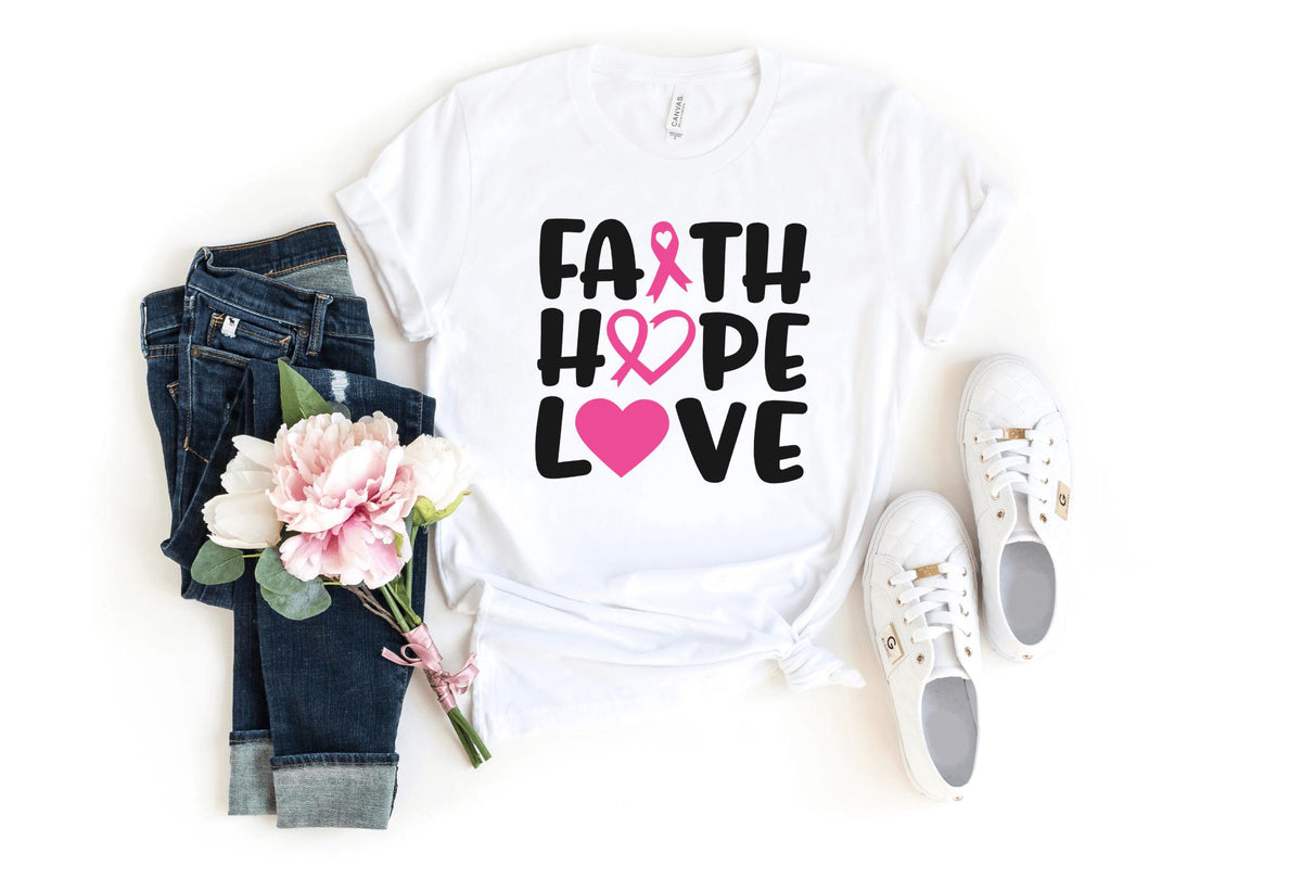 T-Shirt-Faith, Hope, Love T-Shirt 🎗️-S-White-Jack N Roy