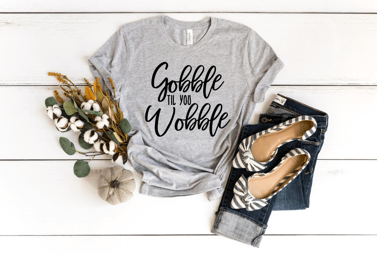 T-Shirt-Gobble Til You Wobble T-Shirt-S-Athletic Heather-Jack N Roy