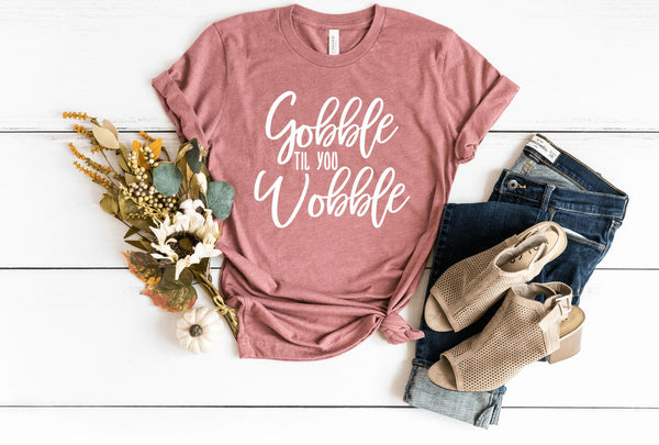 T-Shirt-Gobble Til You Wobble T-Shirt-S-Heather Mauve-Jack N Roy