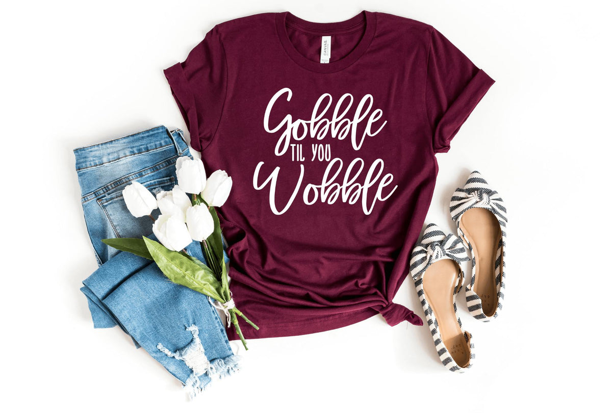 T-Shirt-Gobble Til You Wobble T-Shirt-S-Maroon-Jack N Roy