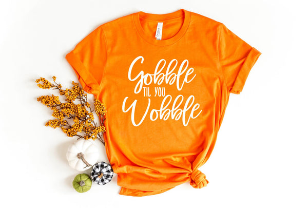 T-Shirt-Gobble Til You Wobble T-Shirt-S-Orange-Jack N Roy