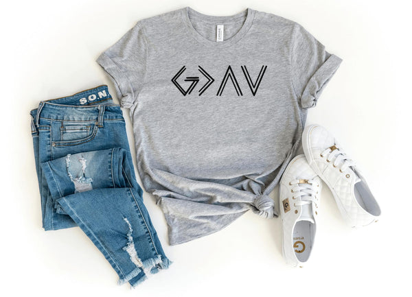 T-Shirt-God Is Greater Than Ups & Downs T-Shirt-S-Athletic Heather-Jack N Roy