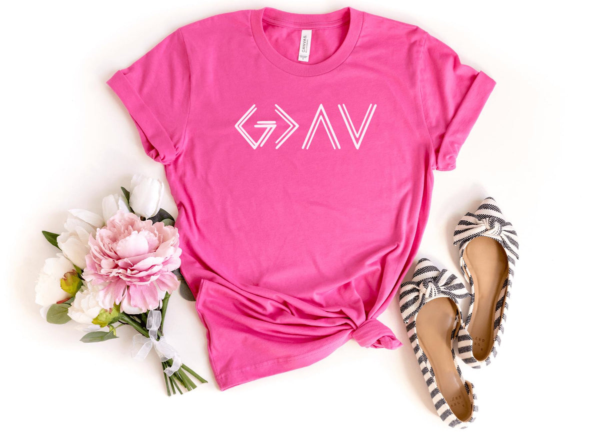 T-Shirt-God Is Greater Than Ups & Downs T-Shirt-S-Charity Pink-Jack N Roy