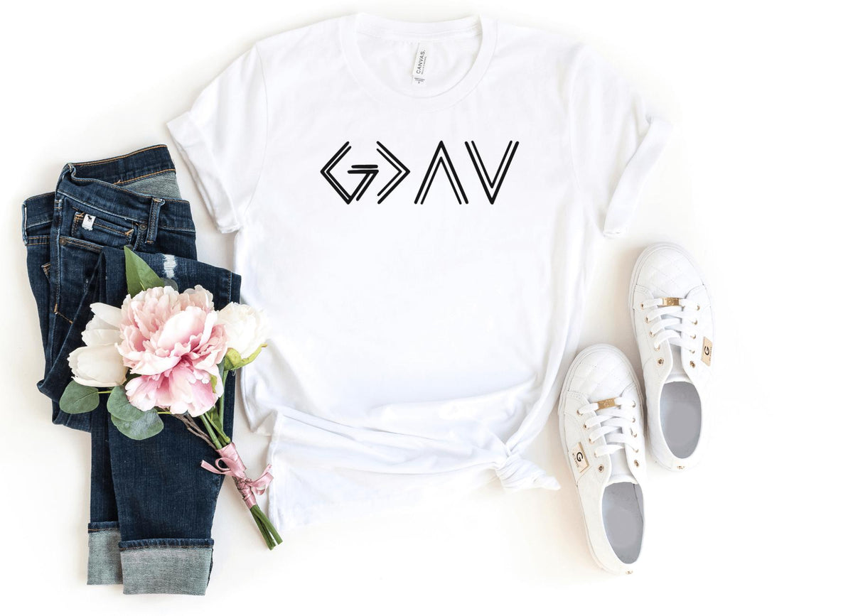 T-Shirt-God Is Greater Than Ups & Downs T-Shirt-S-White-Jack N Roy