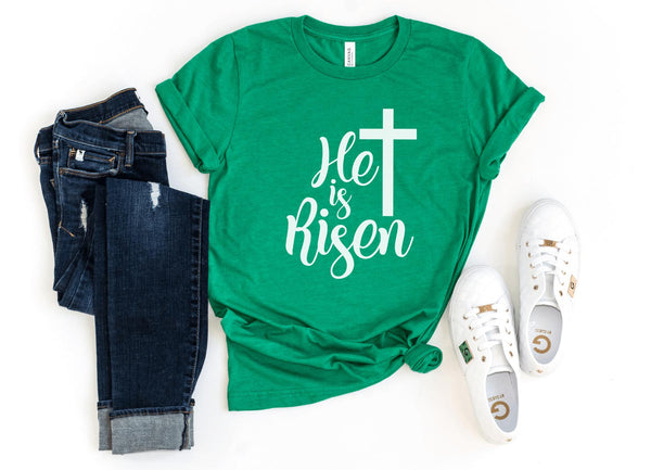 T-Shirt-He Is Risen T-Shirt-S-Heather Kelly-Jack N Roy