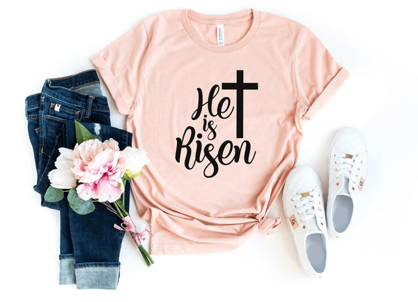 T-Shirt-He Is Risen T-Shirt-S-Heather Peach-Jack N Roy