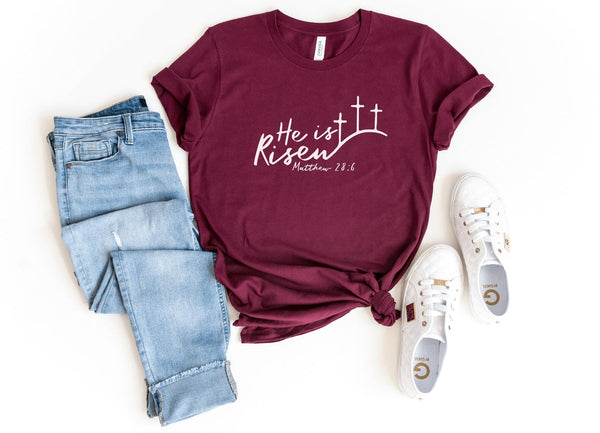 T-Shirt-He Is Risen T-Shirt-S-Maroon-Jack N Roy