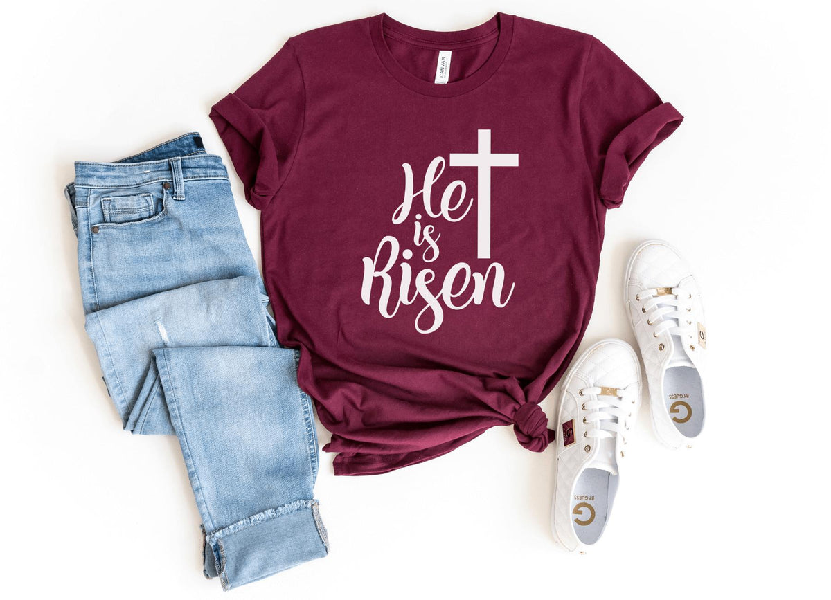 T-Shirt-He Is Risen T-Shirt-S-Maroon-Jack N Roy