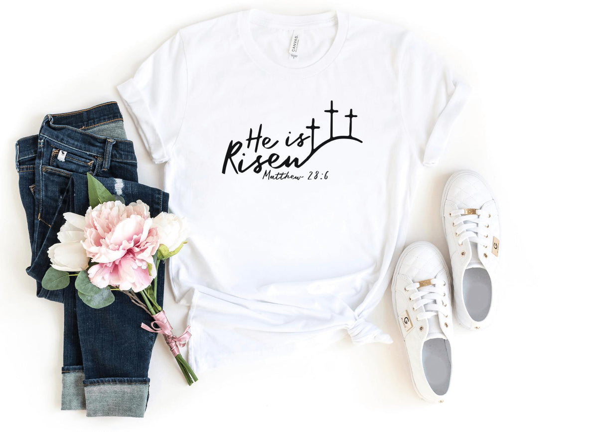 T-Shirt-He Is Risen T-Shirt-S-White-Jack N Roy