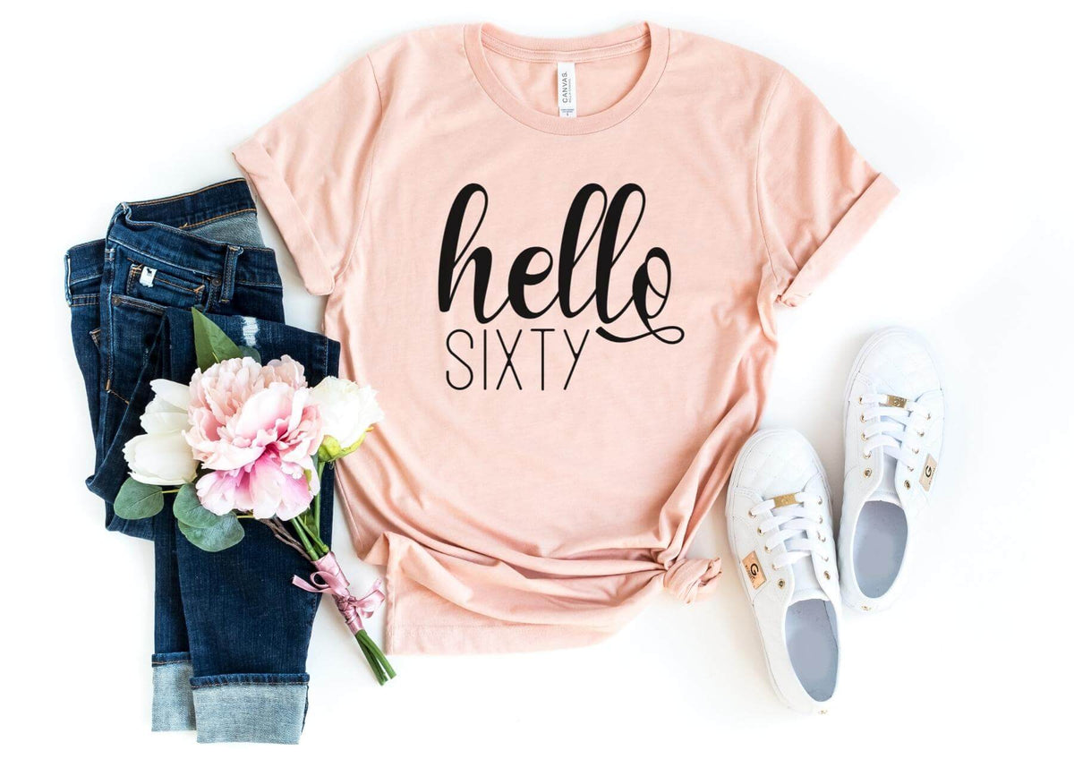 T-Shirt-Hello Sixty T-Shirt-S-Heather Peach-Jack N Roy