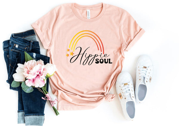 T-Shirt-Hippie Soul T-Shirt-S-Heather Peach-Jack N Roy