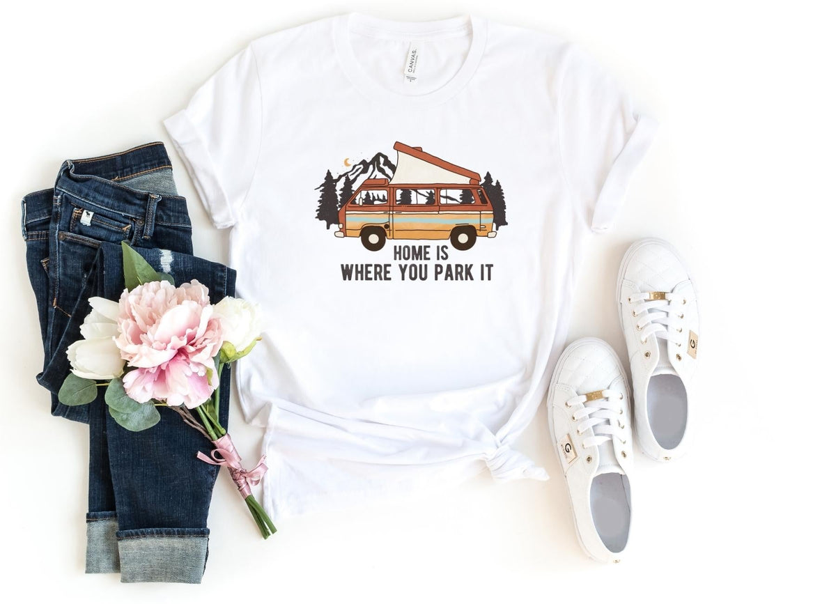 T-Shirt-Home Is Where You Park It T-Shirt-S-White-Jack N Roy