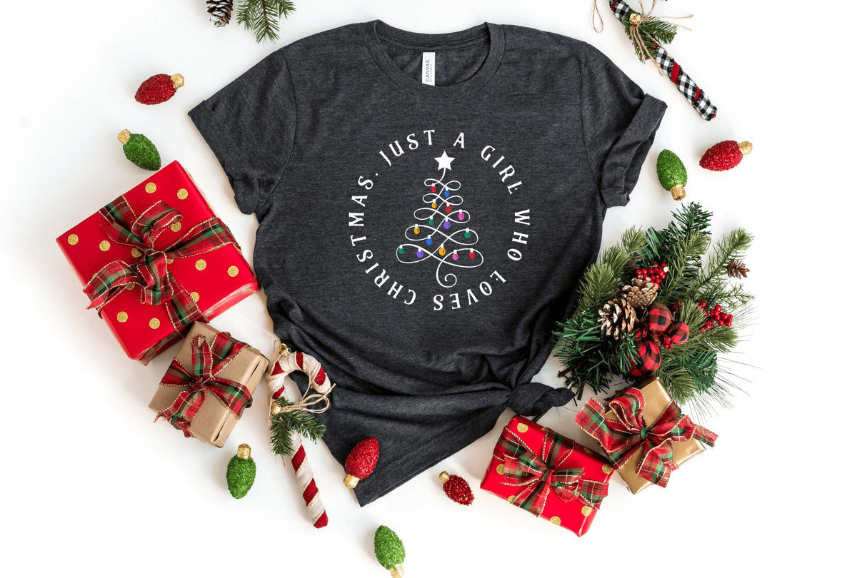 T-Shirt-Just A Girl Who Loves Christmas T-Shirt-S-Dark Grey Heather-Jack N Roy