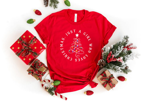 T-Shirt-Just A Girl Who Loves Christmas T-Shirt-S-Red-Jack N Roy