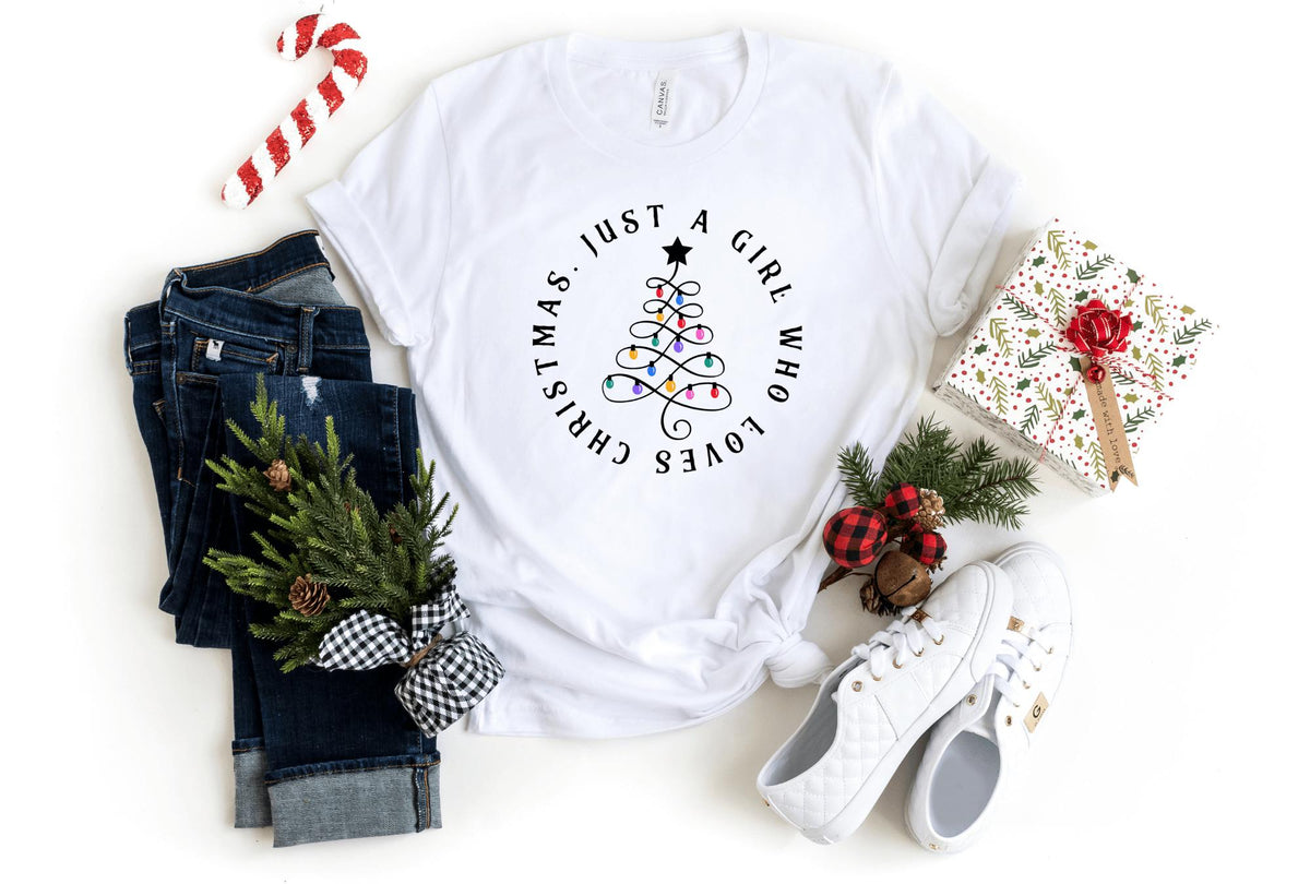 T-Shirt-Just A Girl Who Loves Christmas T-Shirt-S-White-Jack N Roy