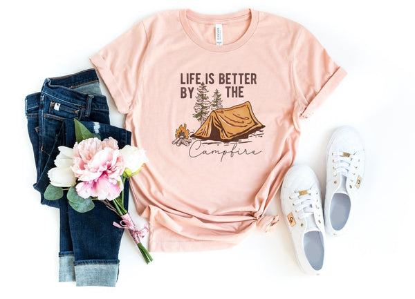 T-Shirt-Life Is Better By The Campfire T-Shirt-S-Heather Peach-Jack N Roy