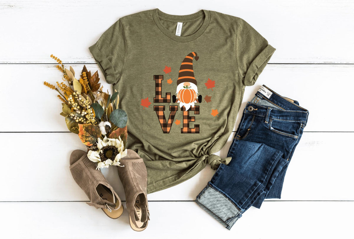 T-Shirt-Lovely Fall Gnome T-Shirt-S-Heather Olive-Jack N Roy