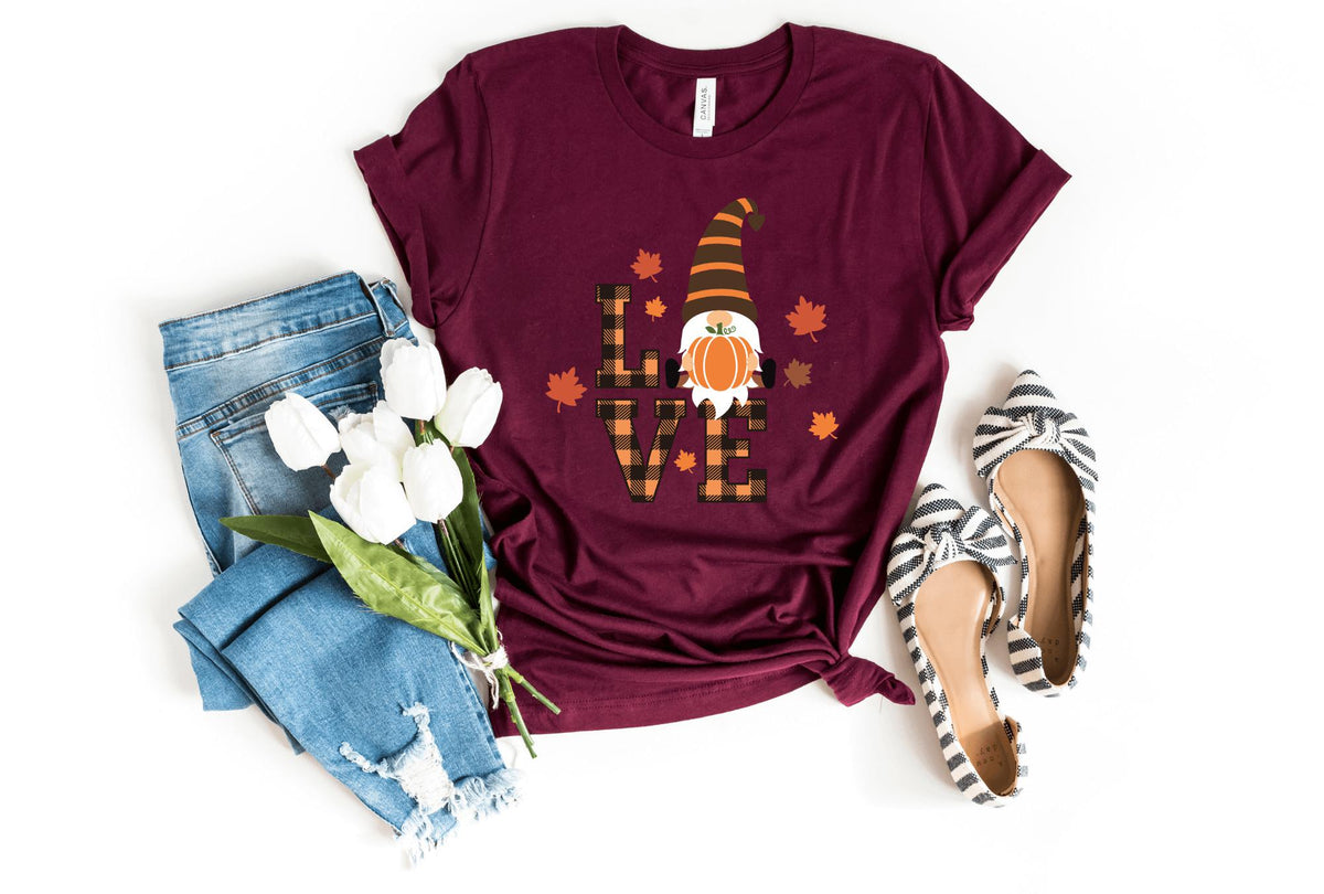 T-Shirt-Lovely Fall Gnome T-Shirt-S-Maroon-Jack N Roy