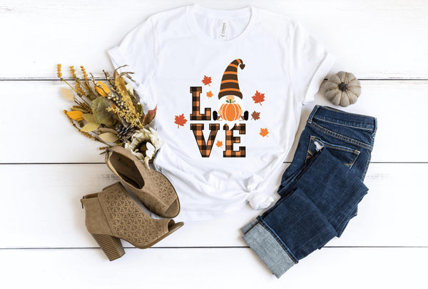 T-Shirt-Lovely Fall Gnome T-Shirt-S-White-Jack N Roy