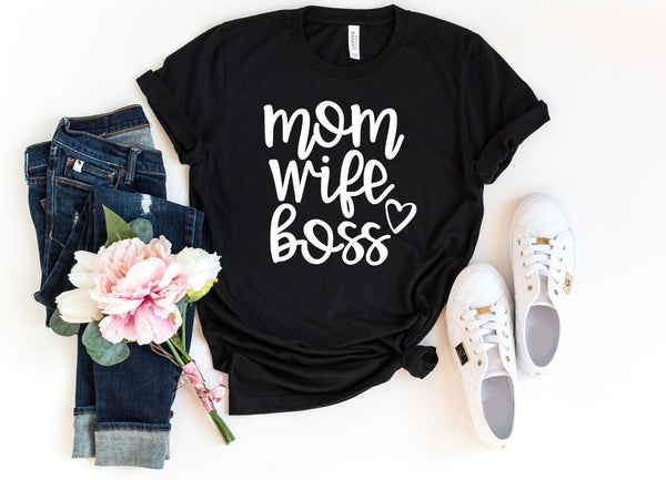 T-Shirt-MOM WIFE BOSS T-Shirt-S-Black-Jack N Roy