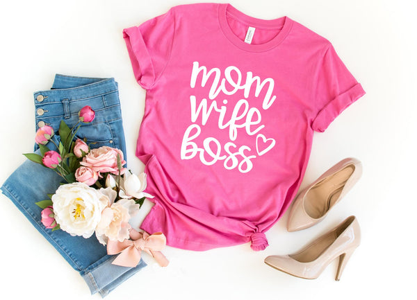 T-Shirt-MOM WIFE BOSS T-Shirt-S-Charity Pink-Jack N Roy