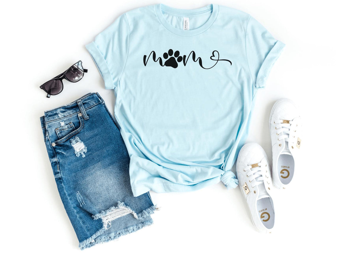 T-Shirt-Mom Paw T-Shirt-S-Heather Ice Blue-Jack N Roy