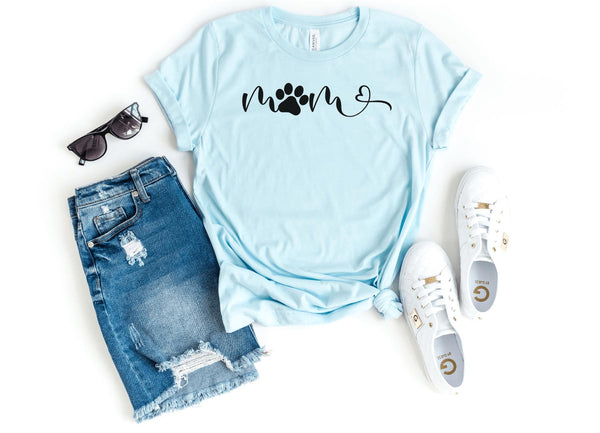 T-Shirt-Mom Paw T-Shirt-S-Heather Ice Blue-Jack N Roy