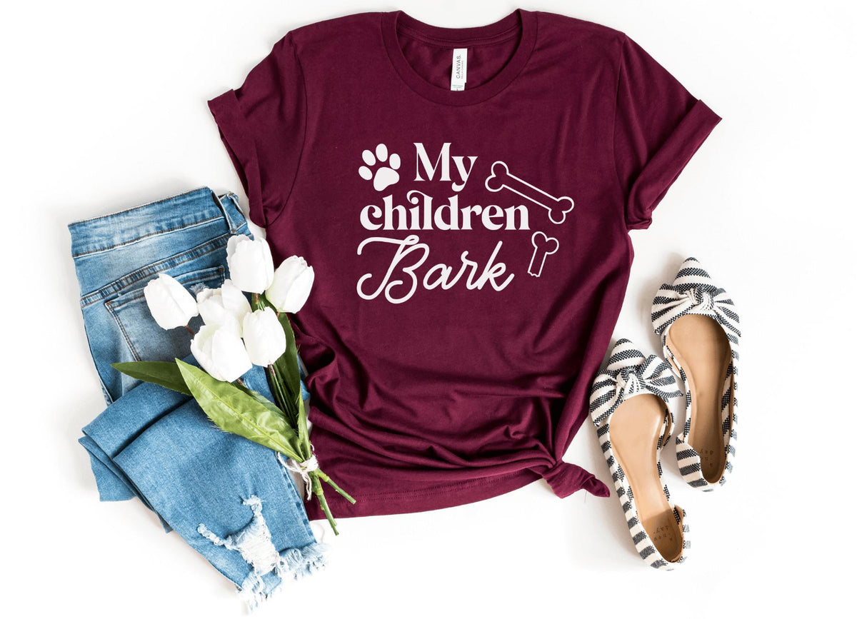 T-Shirt-My Children Bark T-Shirt-S-Maroon-Jack N Roy