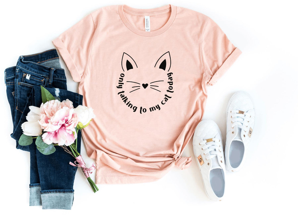 T-Shirt-Only Talking To My Cat T-Shirt-S-Heather Peach-Jack N Roy