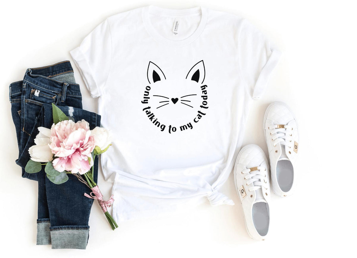 T-Shirt-Only Talking To My Cat T-Shirt-S-White-Jack N Roy