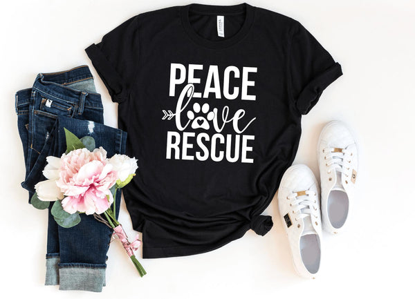 T-Shirt-Peace Love Rescue T-Shirt-S-Black-Jack N Roy