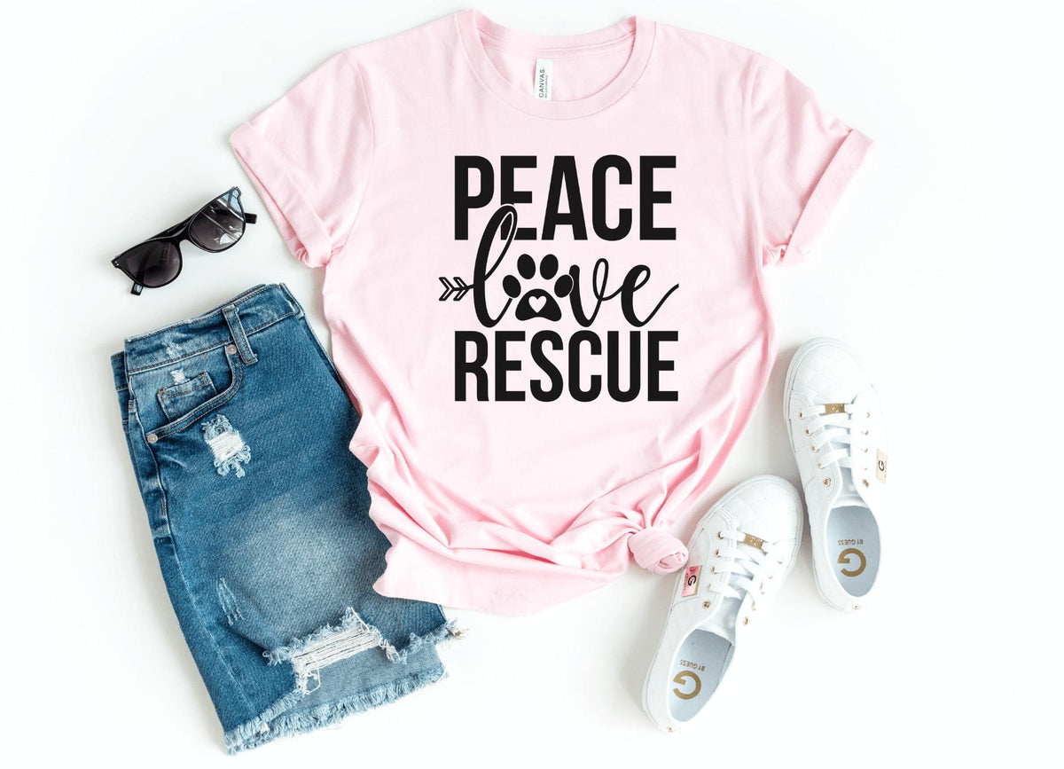 T-Shirt-Peace Love Rescue T-Shirt-S-Pink-Jack N Roy