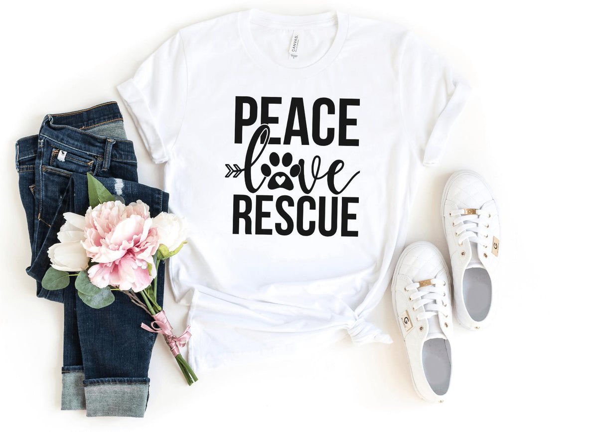 T-Shirt-Peace Love Rescue T-Shirt-S-White-Jack N Roy