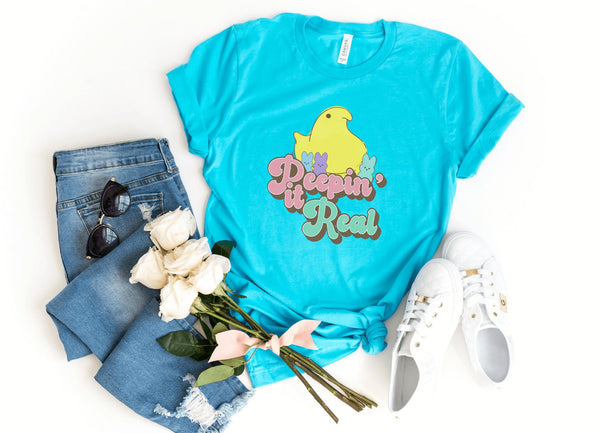 T-Shirt-Peepin' It Real T-Shirt-S-Turquoise-Jack N Roy