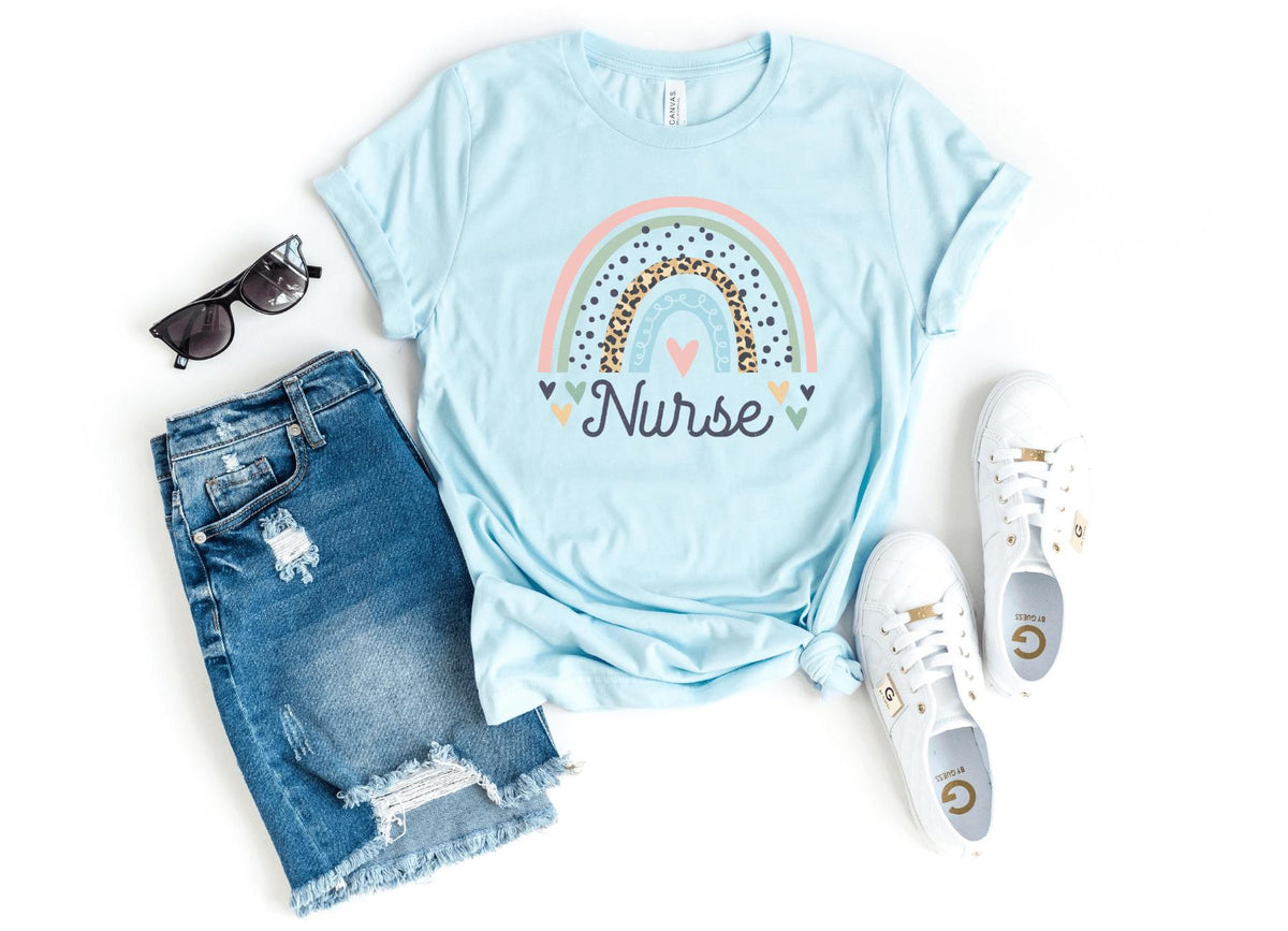 T-Shirt-Rainbow Nurse T-Shirt-S-Heather Ice Blue-Jack N Roy