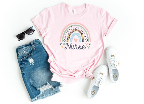 T-Shirt-Rainbow Nurse T-Shirt-S-Pink-Jack N Roy