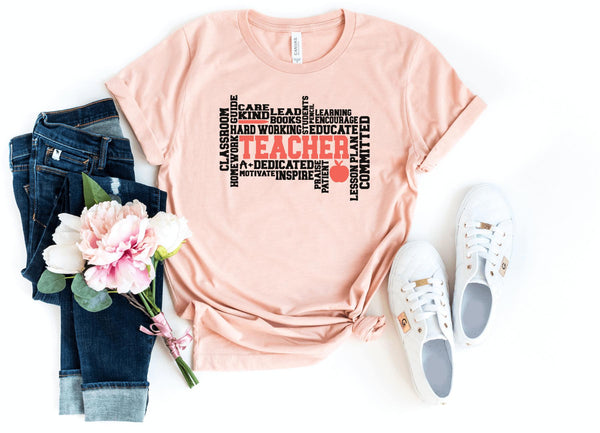 T-Shirt-TEACHER T-Shirt-S-Heather Peach-Jack N Roy